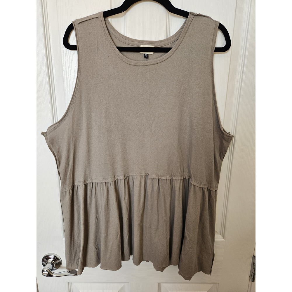 NWT BKE by Buckle Green Sleeveless Tank Raw Hems Stretch Peplum Tank Top, XL